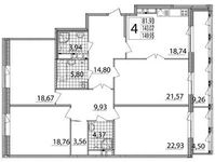 Планировка 4-комнатной квартиры, 150,9 м2