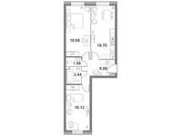 Планировка 2-комнатной квартиры, 67,3 м2