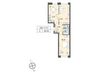 Планировка 2-комнатной квартиры, 60,5 м2