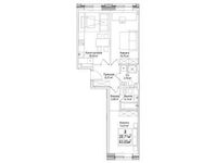 Планировка 2-комнатной квартиры, 63,9 м2