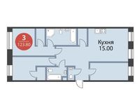 Планировка 3-комнатной квартиры, 123,8 м2