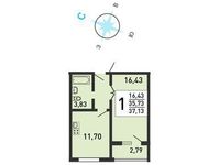 Планировка 1-комнатной квартиры, 36,7 м2