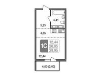 Планировка 1-комнатной квартиры, 28,95 м2