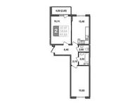 Планировка 2-комнатной квартиры, 61,64 м2