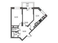 Планировка 2-комнатной квартиры, 62,7 м2