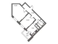 Планировка 2-комнатной квартиры, 64,1 м2