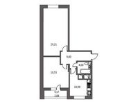 Планировка 2-комнатной квартиры, 74,4 м2