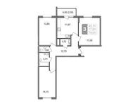 Планировка 3-комнатной квартиры, 79,01 м2