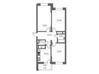 Планировка 3-комнатной квартиры, 77,9 м2
