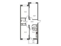 Планировка 3-комнатной квартиры, 77,3 м2