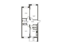 Планировка 3-комнатной квартиры, 77,7 м2