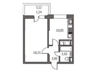 Планировка 1-комнатной квартиры, 37,3 м2