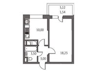 Планировка 1-комнатной квартиры, 37,4 м2