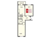 Планировка 2-комнатной квартиры, 60 м2