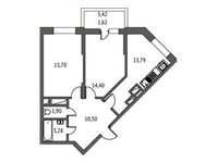 Планировка 2-комнатной квартиры, 61 м2