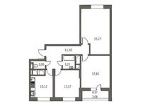Планировка 3-комнатной квартиры, 85,9 м2