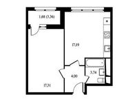 Планировка 1-комнатной квартиры, 43,92 м2