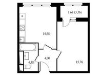 Планировка 1-комнатной квартиры, 40,8 м2