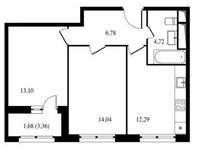 Планировка 2-комнатной квартиры, 52,61 м2