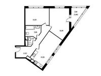 Планировка 2-комнатной квартиры, 75 м2