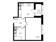 Планировка 1-комнатной квартиры, 38,95 м2