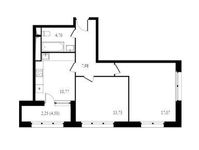 Планировка 2-комнатной квартиры, 56,52 м2