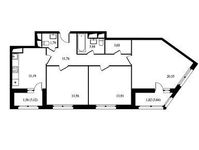Планировка 3-комнатной квартиры, 82,91 м2