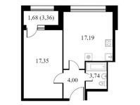Планировка 1-комнатной квартиры, 43,96 м2