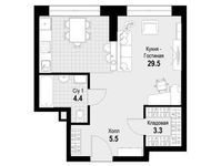 Планировка 1-комнатной квартиры, 42,7 м2