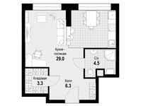 Планировка 1-комнатной квартиры, 43,1 м2