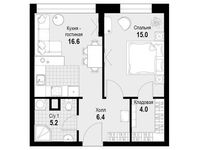 Планировка 1-комнатной квартиры, 47,2 м2