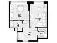 Планировка 2-комнатной квартиры, 43,2 м2