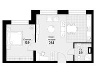 Планировка 2-комнатной квартиры, 55,5 м2