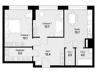 Планировка 2-комнатной квартиры, 68,1 м2