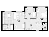 Планировка 2-комнатной квартиры, 86,4 м2