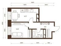 Планировка 1-комнатной квартиры, 40,72 м2