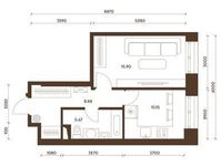 Планировка 1-комнатной квартиры, 40,6 м2