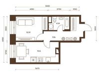 Планировка 1-комнатной квартиры, 41,56 м2