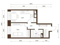 Планировка 1-комнатной квартиры, 39,65 м2