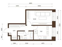 Планировка 1-комнатной квартиры, 40,62 м2