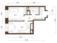 Планировка 1-комнатной квартиры, 39,12 м2