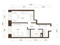 Планировка 1-комнатной квартиры, 39,13 м2