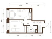 Планировка 1-комнатной квартиры, 40,41 м2