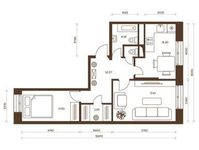 Планировка 2-комнатной квартиры, 61,76 м2