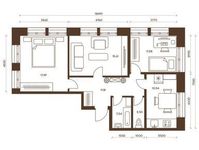 Планировка 3-комнатной квартиры, 72,14 м2