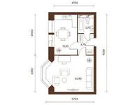 Планировка 1-комнатной квартиры, 44,6 м2