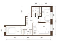 Планировка 2-комнатной квартиры, 61,88 м2