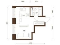 Планировка квартиры студии, 25,54 м2