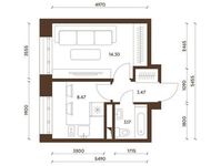 Планировка 1-комнатной квартиры, 29,39 м2