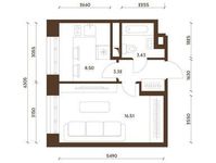 Планировка 1-комнатной квартиры, 31,83 м2